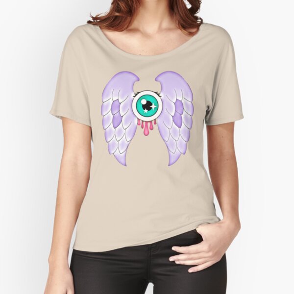Pastel Goth | Winged Eye | Light Grey Relaxed Fit T-Shirt