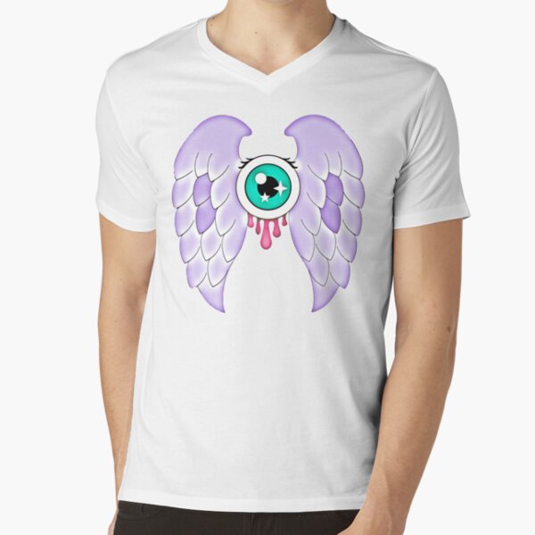 Pastel Goth | Winged Eye | Light Grey V-Neck T-Shirt