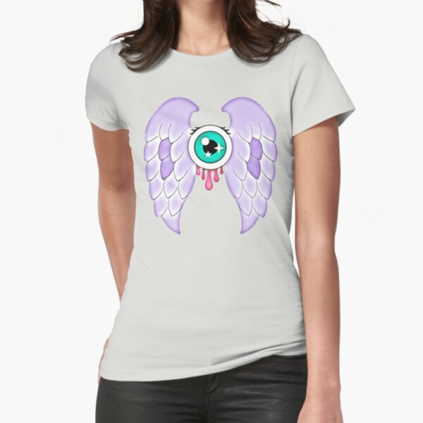 Pastel Goth | Winged Eye | Light Grey Fitted T-Shirt