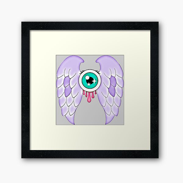 Pastel Goth | Winged Eye | Light Grey Framed Art Print