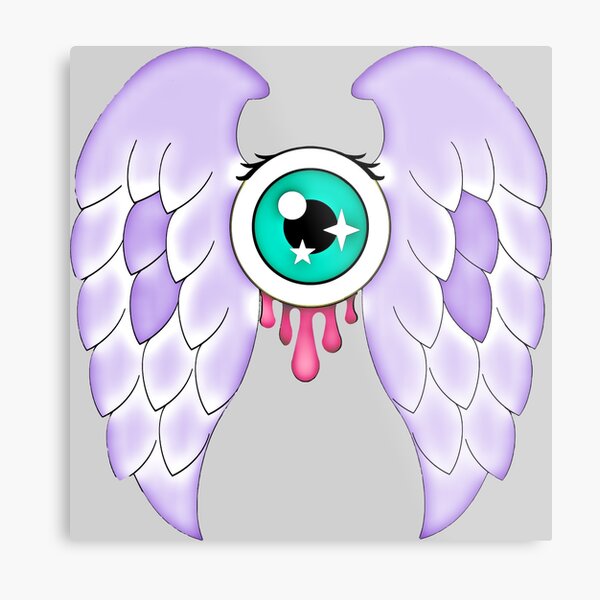 Pastel Goth | Winged Eye | Light Grey Metal Print