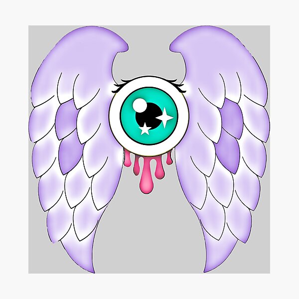 Pastel Goth | Winged Eye | Light Grey Photographic Print