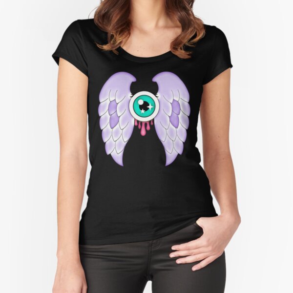 Pastel Goth | Winged Eye | Black Fitted Scoop T-Shirt