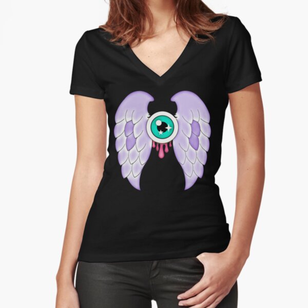 Pastel Goth | Winged Eye | Black Fitted V-Neck T-Shirt