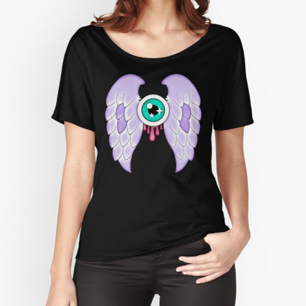 Pastel Goth | Winged Eye | Black Relaxed Fit T-Shirt
