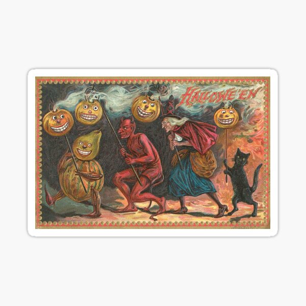 Vintage Halloween Greeting Cards Classic Posters Sticker