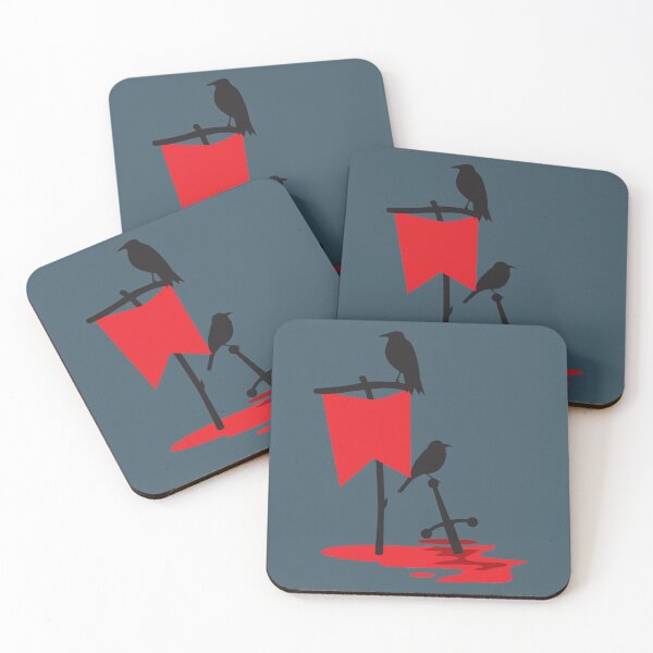 Item preview, Black crows standing vigil on a blood red battlefield designed and sold by EddWehner.