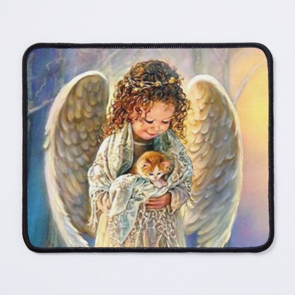 Item preview, Copy of Young Girl Angel Holding Kitten designed and sold by Rowena Jones.