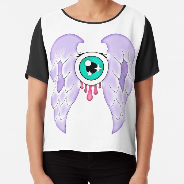Pastel Goth | Winged Eye | White Chiffon Top