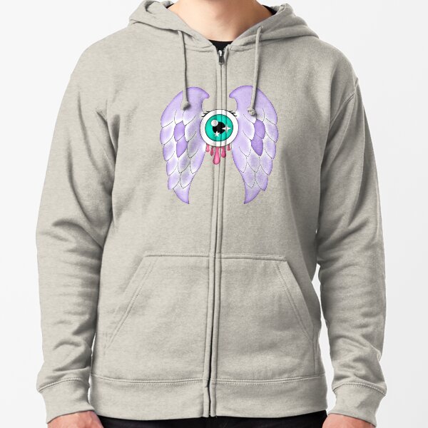 Pastel Goth | Winged Eye | White Zipped Hoodie
