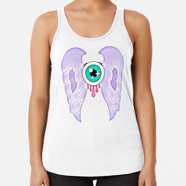 Pastel Goth | Winged Eye | White Racerback Tank Top