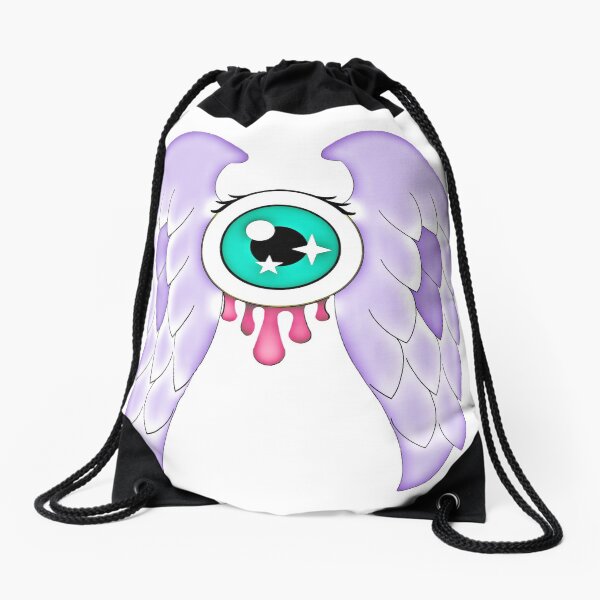 Pastel Goth | Winged Eye | White Drawstring Bag