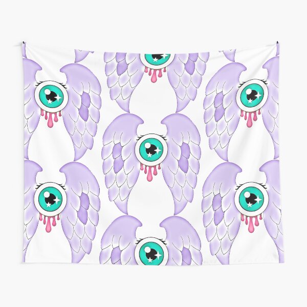 Pastel Goth | Winged Eye | White Tapestry