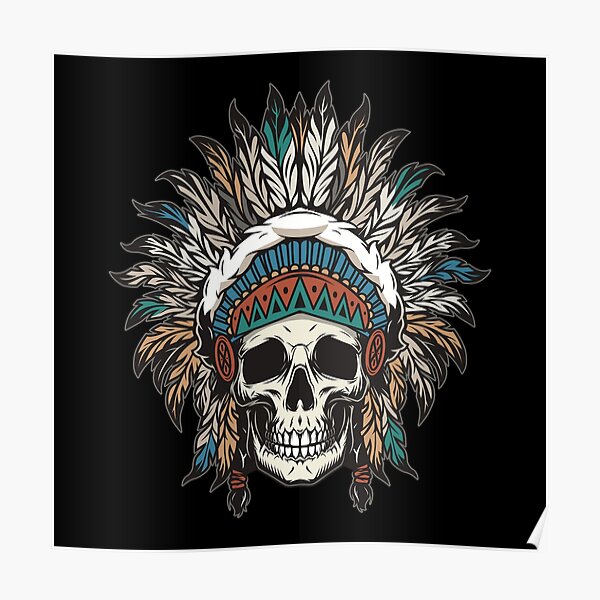 Native American Indian Chief Skull T-shirt, Traditional Feathers Headdress, American  Indian Skull Hipster Hippie, Gifts for men and women, men's shirt  Essential T-Shirt for Sale by DeepikaSingh