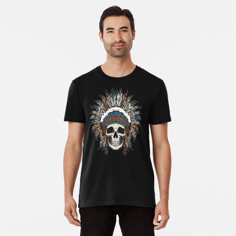 Native American Indian Chief Skull T-shirt, Traditional Feathers Headdress, American  Indian Skull Hipster Hippie, Gifts for men and women, men's shirt  Essential T-Shirt for Sale by DeepikaSingh