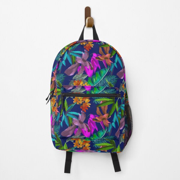 Item preview, Exotic tropical colorful foliage, leaves and flowers tropical pattern, botanical illustration, blue floral illustration designed and sold by ZeinabTaha.