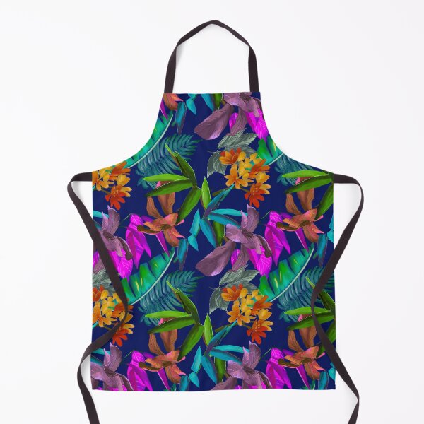 Item preview, Exotic tropical colorful foliage, leaves and flowers tropical pattern, botanical illustration, blue floral illustration designed and sold by ZeinabTaha.