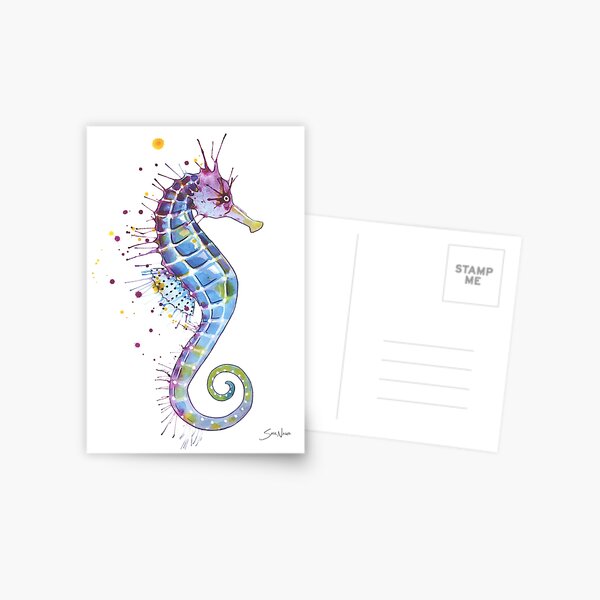 Seahorse - Purple Postcard