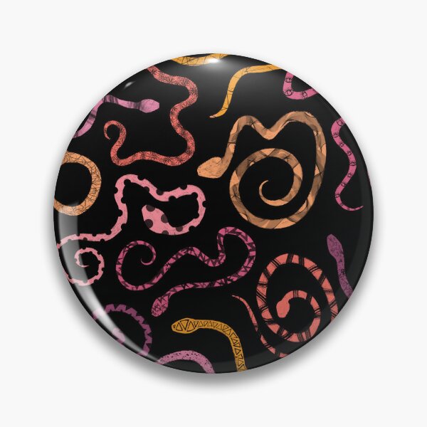 Item preview, pink coral and orange patterned snakes on black.  designed and sold by saint-shores.