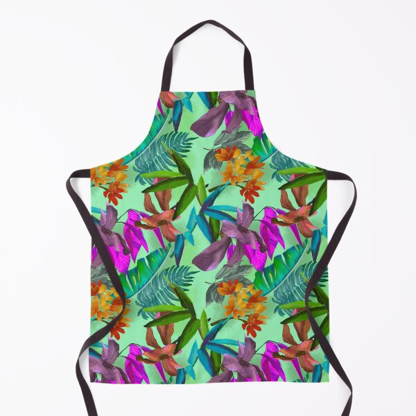 Item preview, Exotic tropical colorful foliage, leaves and flowers tropical pattern, botanical illustration, green mint floral illustration designed and sold by ZeinabTaha.