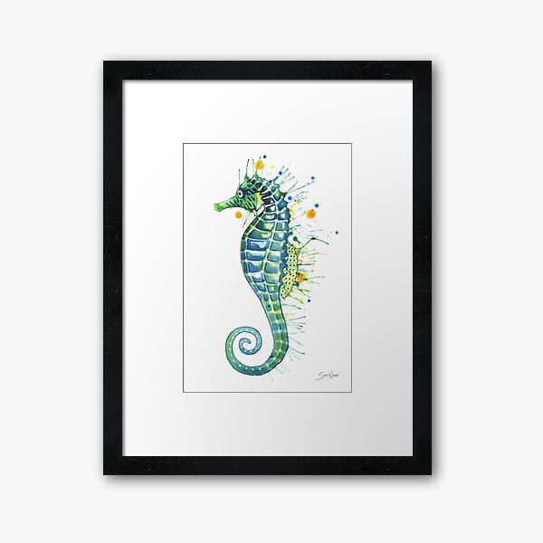 Seahorse - Green Framed Art Print