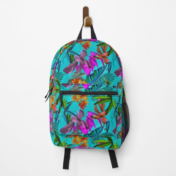 Item preview, Exotic tropical colorful foliage, leaves and flowers tropical pattern, botanical illustration, blue turquoise floral illustration designed and sold by ZeinabTaha.