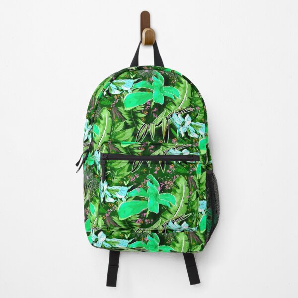 Item preview, tropical heaven trendy exotic floral pattern, leaves and flowers tropical pattern, botanical illustration, green black floral illustration designed and sold by ZeinabTaha.