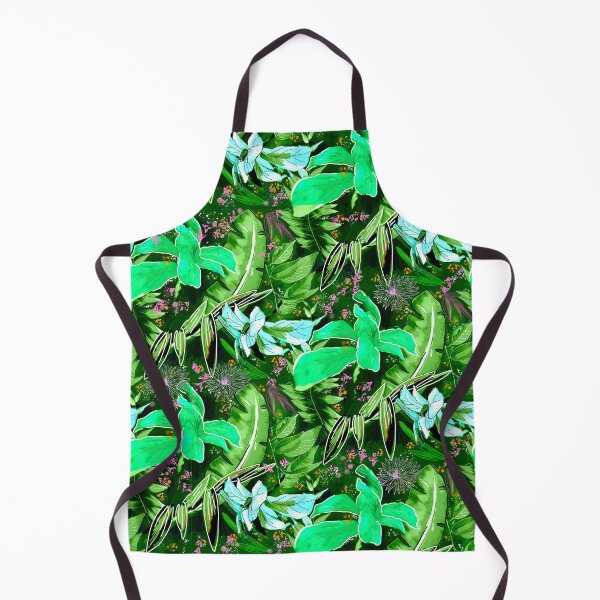 Item preview, tropical heaven trendy exotic floral pattern, leaves and flowers tropical pattern, botanical illustration, green black floral illustration designed and sold by ZeinabTaha.