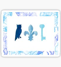 Eule, Schlüssel und Fleur De Lis Sticker