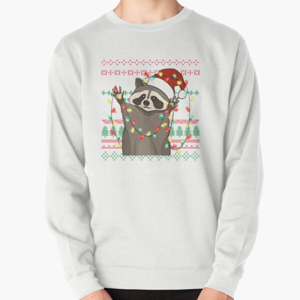 Aperçu de l'œuvre Funny Racoon Ugly Sweater Christmas Gift Idea Animal Lover Xmas Lights créée et vendue par FC101.