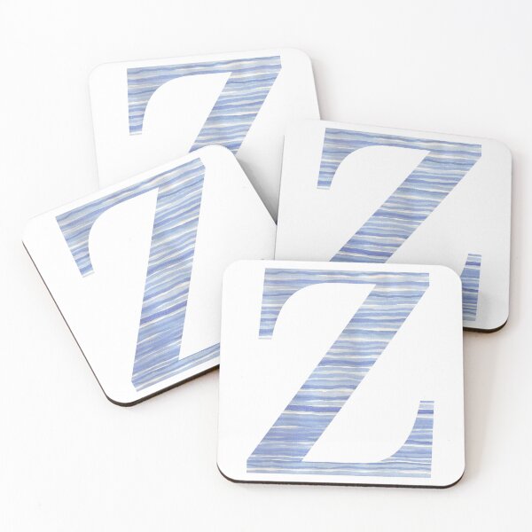 Item preview, Letter Z Blue Watercolor Stripes Monogram Initial designed and sold by theartofvikki.