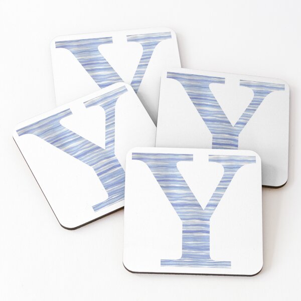 Item preview, Letter Y Blue Watercolor Stripes Monogram Initial designed and sold by theartofvikki.