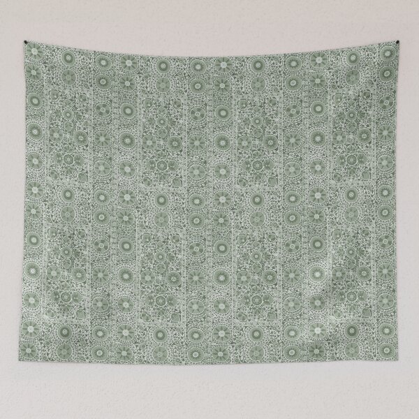 Item preview, Vintage Persian Tribal Tiled Pattern Print Boho Sage Green designed and sold by kierkegaard.
