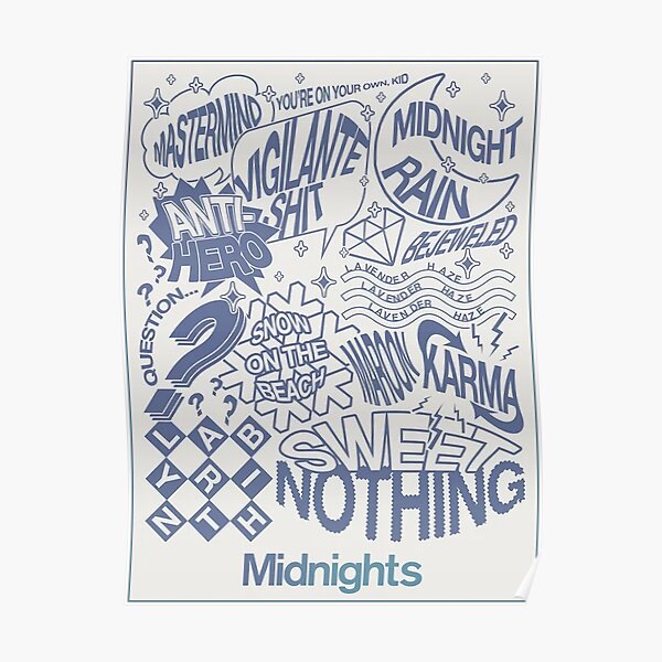 New Albums Midnights Rain Aesthetic Poster Poster