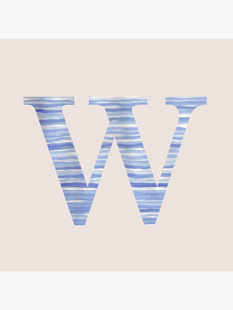 Letter W Blue Watercolor Stripes Monogram Initial by theartofvikki