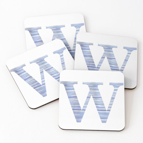 Item preview, Letter W Blue Watercolor Stripes Monogram Initial designed and sold by theartofvikki.
