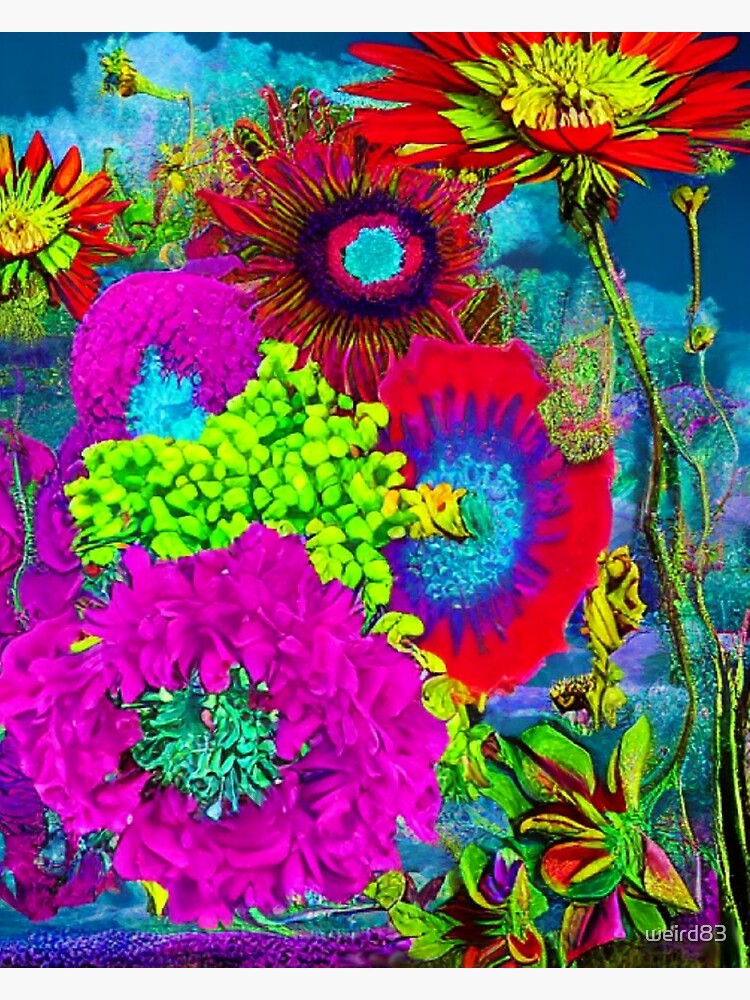colorful abstract flowers painting original multicolor vivid