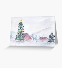 Christmas Farm Scene Greeting Card