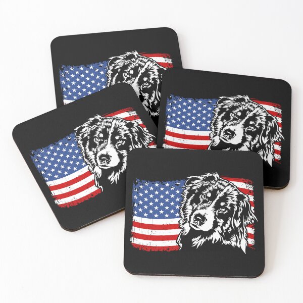 Item preview, Australian Shepherd American Flag Patriotic Dog designed and sold by dogarts.