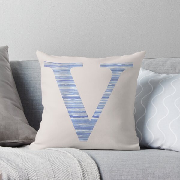 Item preview, Letter V Blue Watercolor Stripes Monogram Initial designed and sold by theartofvikki.