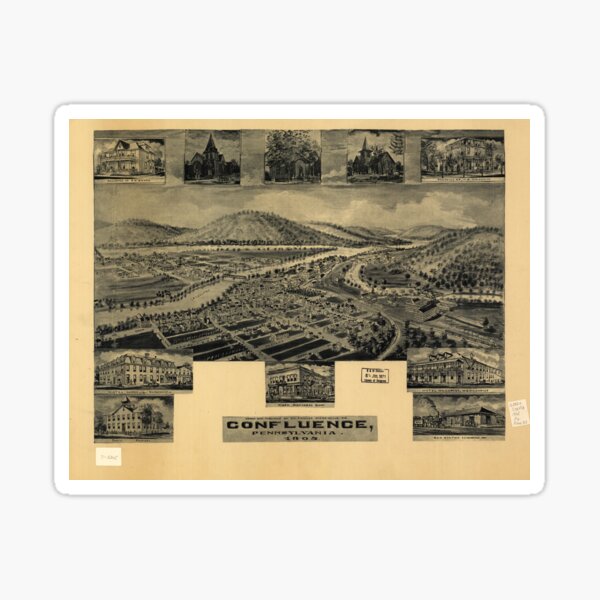 "Aerial View of Confluence, Pennsylvania (1905)" Sticker for Sale by