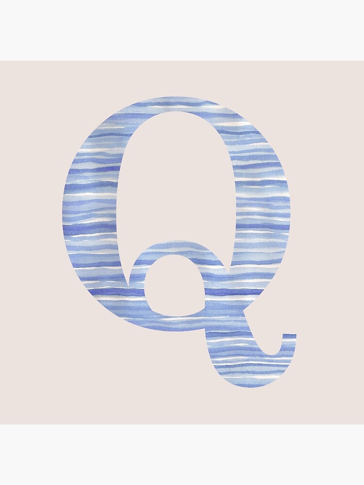 Letter Q Blue Watercolor Stripes Monogram Initial by theartofvikki