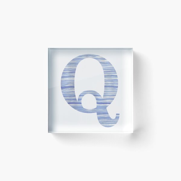 Item preview, Letter Q Blue Watercolor Stripes Monogram Initial designed and sold by theartofvikki.