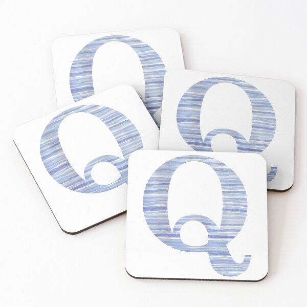 Item preview, Letter Q Blue Watercolor Stripes Monogram Initial designed and sold by theartofvikki.