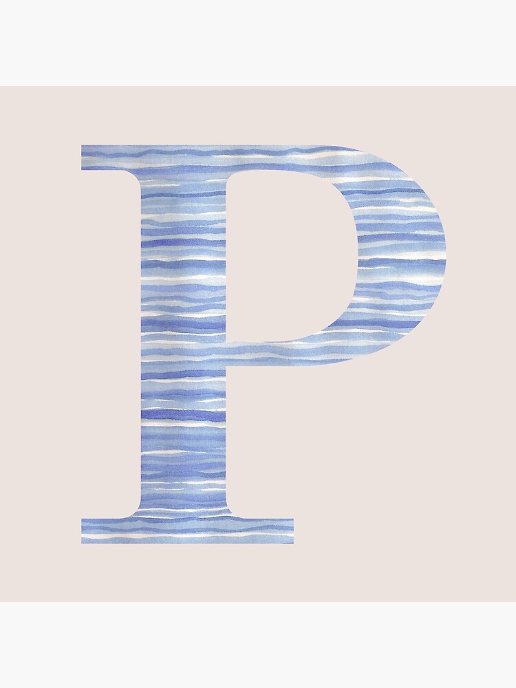 Letter P Blue Watercolor Stripes Monogram Initial by theartofvikki