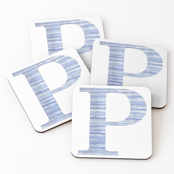 Item preview, Letter P Blue Watercolor Stripes Monogram Initial designed and sold by theartofvikki.