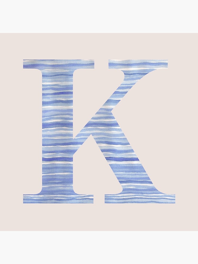 Letter K Blue Watercolor Stripes Monogram Initial by theartofvikki