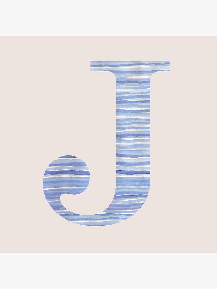 Letter J Blue Watercolor Stripes Monogram Initial by theartofvikki