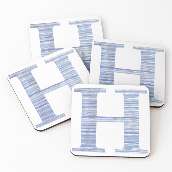 Item preview, Letter H Blue Watercolor Stripes Monogram Initial designed and sold by theartofvikki.