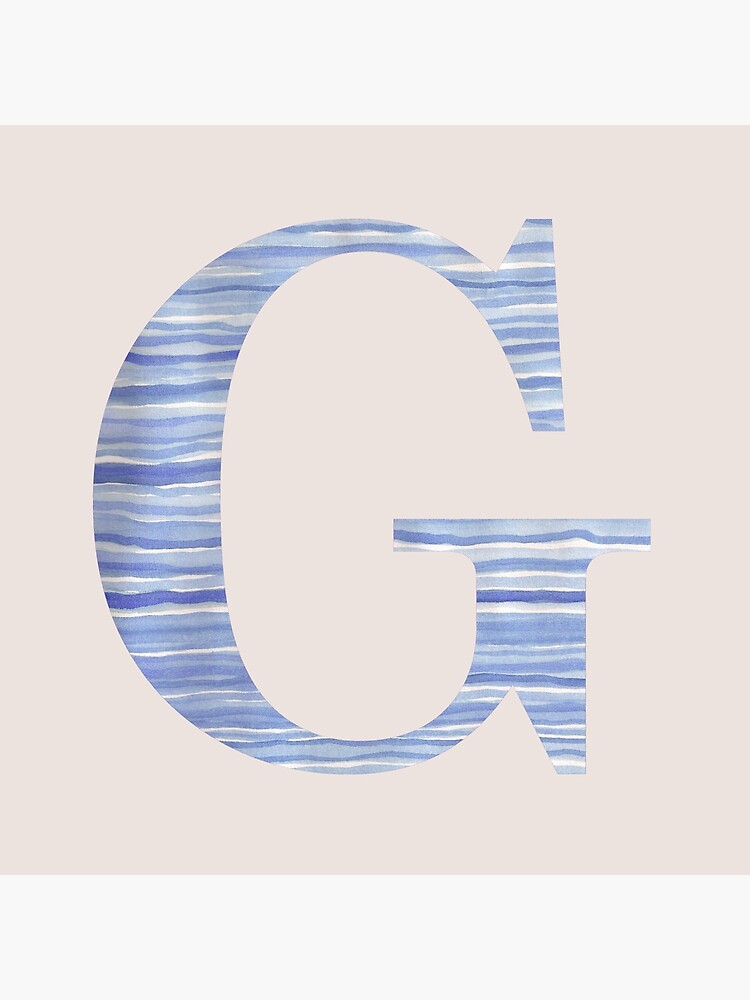 Letter G Blue Watercolor Stripes Monogram Initial by theartofvikki